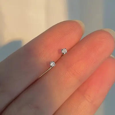 999 sterling silver ear studs, sleep-friendly, cartilage piercing compatible - 6