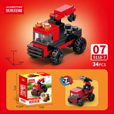 Lego-Compatible Mini Building Block Fire Truck Set - 13
