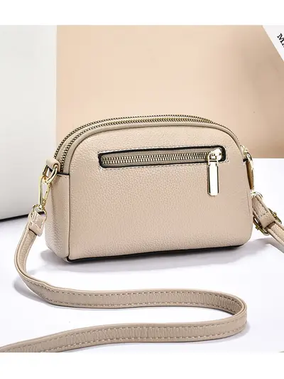 Cross-border Shoulder Bag Women's New Fashion Mini Small Bag Dual-layer Zipper Mom Phone Bag Versatile Small Square Bag