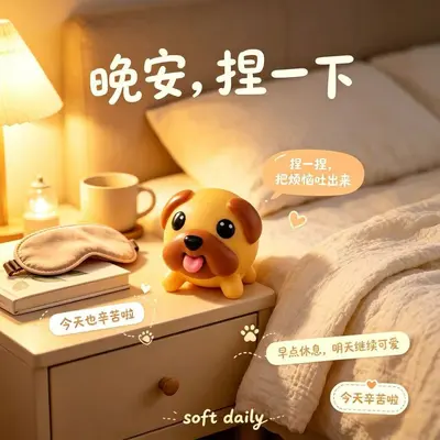 Majigou Nienie Le Tongue-Out Vinyl Puppy Stress Relief Toy Cute Funny Healing Decompression Figure Small Gift