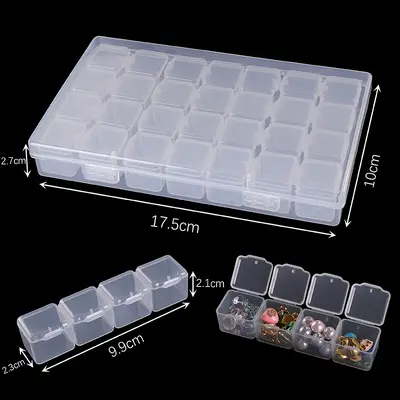 Transparent Portable Rectangular Plastic Storage Box Set for DIY Jewelry and Nail Art - 7