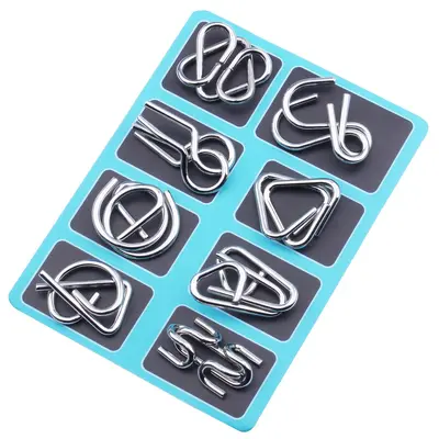 Nine Ring Brain Puzzle, Unlocking Puzzle for Adults and Children, Stress Relief - 8