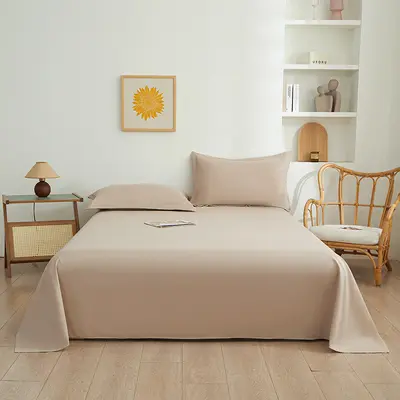 Wholesale einzelnes Produkt reine Farbe gewaschene Baumwollbettwäsche einfache einfarbige Studentenwohnheim Einzelbett-Bettwäsche dreiteiliges Set - 10
