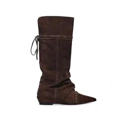 Women's Hidden-Heel Chelsea Boots with Laces, Vintage Western Style - 7