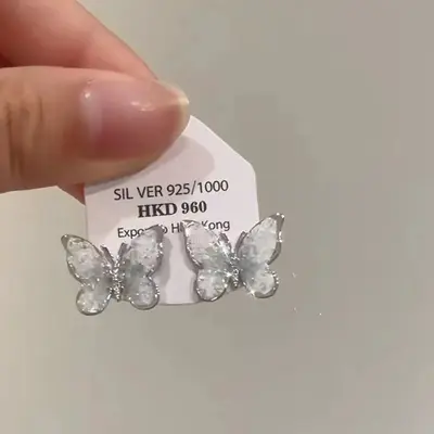 Crystal butterfly earrings, luxury design - 6
