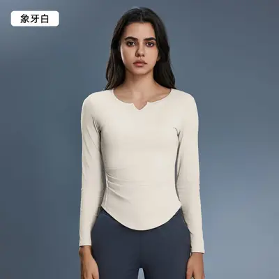 Damen-Yogaoberteil mit Brustpolster, Langarm, Pilates, D25175 - 8