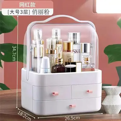 Double-door cosmetics storage box with drawers - 13