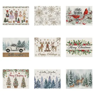 Christmas Elk Print Placemat, Waterproof and Oil-Proof