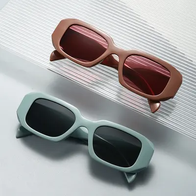 Polygon Frame Retro Sunglasses with UV Protection - 1