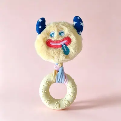 Langlebiges Hundespielzeug, quietschende Monster-Plüschfigur mit TPR-Kauring - 6