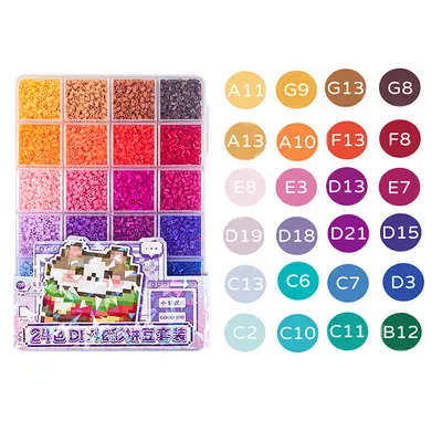 24 Renk BügGlitter Boncuk Seti Çocuklar İçin DIY Boncuk Puzzle Malzeme Paketi - 8