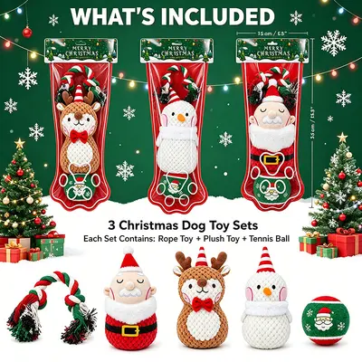 Christmas Dog Toy, Indestructible Chew Toy with Squeaker