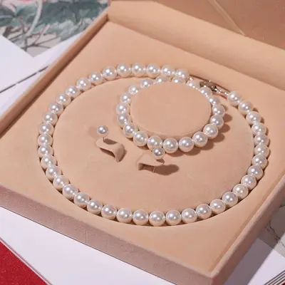Natural Pearl Necklace Set Three-Piece Women's Collarbone Chain - 1