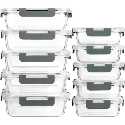 Grenzüberschreitender hitzebeständiger transparenter Lebensmittelbehälter, Lebensmittelqualität Lunchbox, rechteckige hochwertige Borosilikatglas-Lunchbox, Amazon.