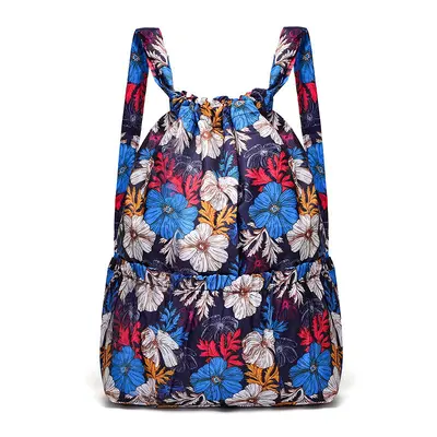Ultra-Light Floral Drawstring Backpack for Women, Foldable Shopping Bag - 9