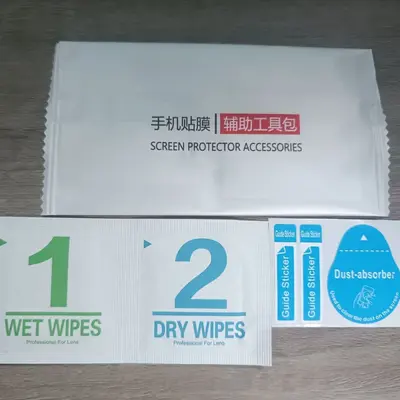Wholesale Mobile Phone Cleaning Kit 3-in-1 Screen Protector Application Tool Screen Cleaning Dust Removal Accessories Pack with Tempered Glass Film and Alcohol Wipes