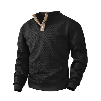 Herren-Sweatshirt langarm, halber Stehkragen, Colorblock, locker geschnitten - 8