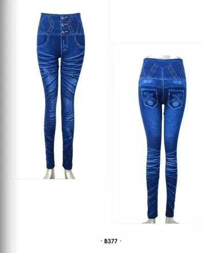 Women's Imitation Denim Cropped Leggings, Plus Size, Thick Style - 11