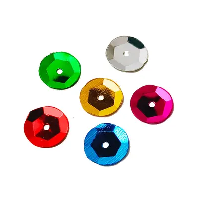 10 mm yuvarlak kavisli PVC payet boncuk, gümüş alt, DIY takı malzemesi