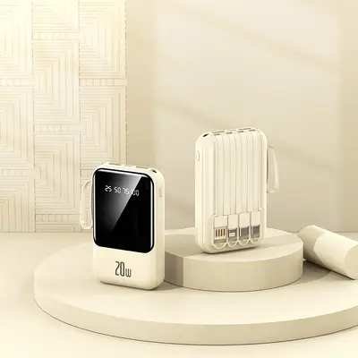 High-Capacity Fast Charging 20000mAh Power Bank with Built-in Cable, Compact and Portable Mobile Charger with Custom Logo Printing - 10