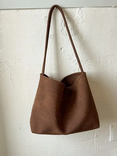 Große geflochtene Tote Bag für Damen, weiche Schultertasche im koreanischen Stil
