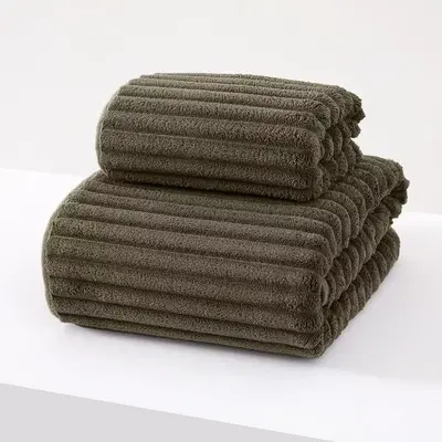Sugar velvet towel, extra-thickened coconut milk striped coral velvet bath towel, skin-friendly, absorbent, quick-drying adult beach towel - 11