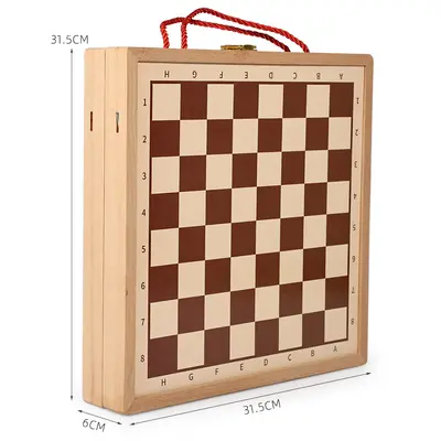 4-in-1-Brettspiel aus Buchenholz, doppelseitig, mit Schach, Go, Bowling