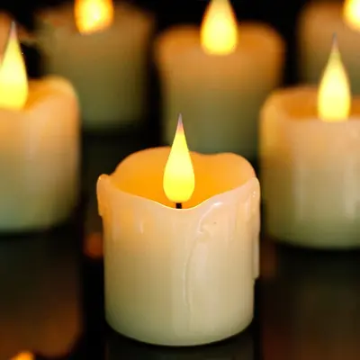 Pil ile Çalışan Gözyaşı Efektli Mum Lamba, Spa ve Meditasyon Dekoru