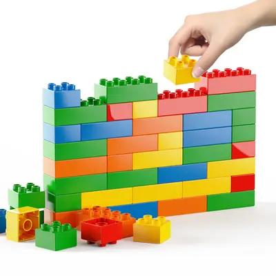 Büyük Boy Taneli Yapı Blokları, Eğitici Çocuk Oyuncağı, Erkek ve Kız - 5