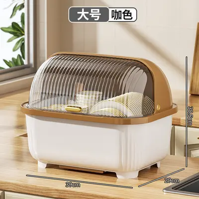 Kitchen Tableware Storage Box with Drain and Dust Protection - 12