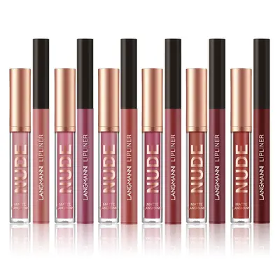 Langmanni 1+1 Matte Lip Gloss and Lip Liner Set, 2 Pieces, Non-Transfer
