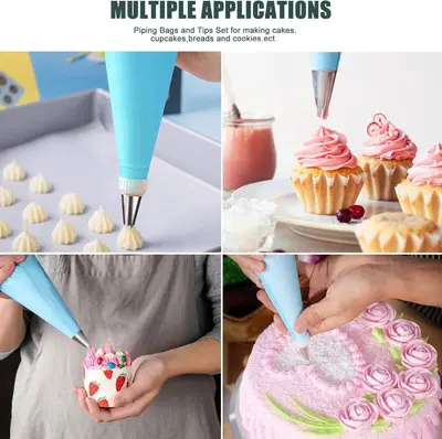Cake Turntable Decorating Set, 124 Pieces, Piping Tips and Scraper
