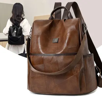 Retro Fashion PU Women's Backpack, Personalizable - 1