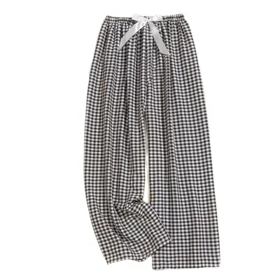 Cloud Cotton Women's Summer Plaid Wide-Leg Pajama Pants