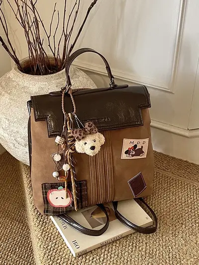 Damen-Handtasche mit Abzeichen, multifunktionale Umhängetasche - 4