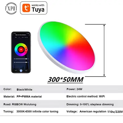 Sınır ötesi özel Tuya akıllı tavan lambaları, Alexa Tuya akıllı ampulleri WiFi ampul üreticisini destekler. - 6