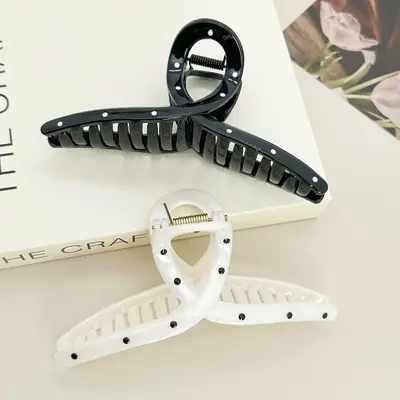 Japanese-style cute transparent polka dot claw clip fashion large hair clip versatile hair clip girls shark clip hair accessory - 13