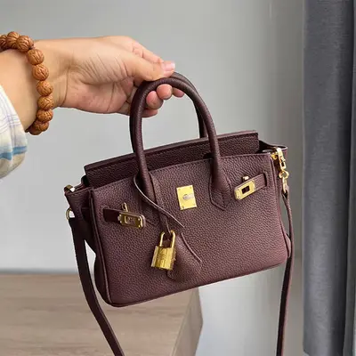 Platintasche mit Litschi-Muster, große Damen-Schultertasche, 25/30 cm - 11