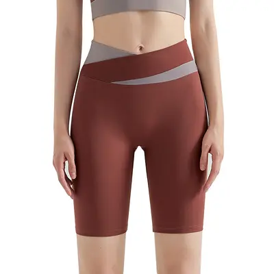 LAHN Yoga-Leggings, kontrastfarbig, hohe Taille, rot