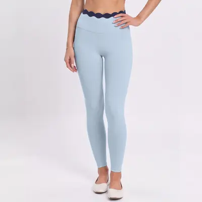 Kadın Yoga Leggings Kontrast Kabuk Dantel Detayı Yüksek Bel - 10