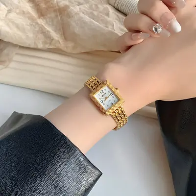 Goldene Quarzuhr für Damen Retro-Stil - 11