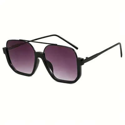 Oversized Sunglasses, Double Bridge, Dark Brown, Half-Rim - 6