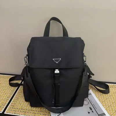 Pujia 2026 Ultra-Light Nylon Crossbody Backpack with Leather Trim - 2