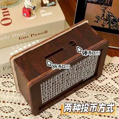 跨境爆款Money Box With Counter 木质数字存钱罐只进不出礼物