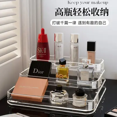 香水置物架桌面收纳盒透明高级感梳妆台化妆品护肤品亚克力展示架