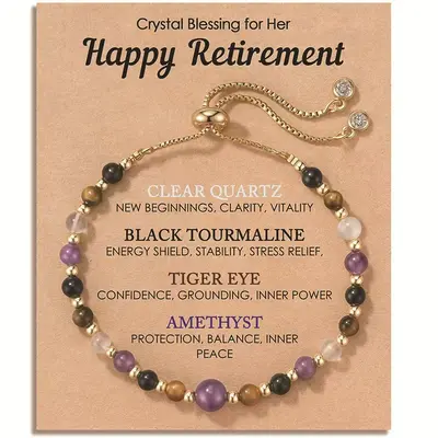 Pregnancy Bracelet with Natural Stones: Obsidian, Aquamarine, Moonstone
