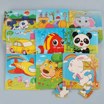 9-Piece Children's Wooden Puzzle, Early Education Toy