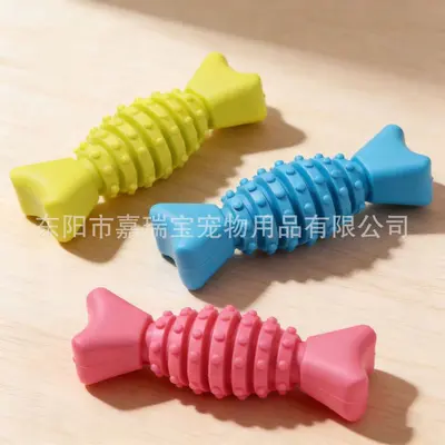 TPR Fish Bone Dog Chew Toy, Molar Stick - 4