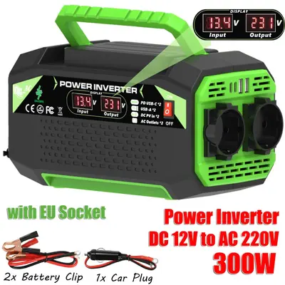 İnvertör 12V'dan 220V/110V 300W 500W, Çift USB ve TYPE-C Hızlı Şarj - 12