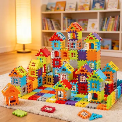 Children's Building Block House Set, Educational Puzzle, Ages 3-6